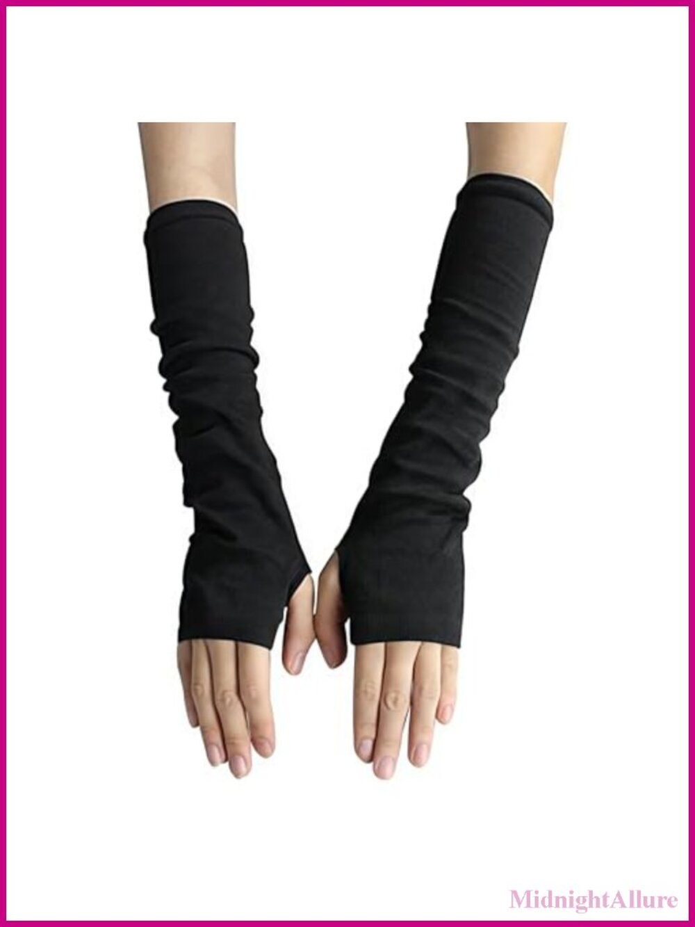 Elastic Fingerless Arm Warmers Thumb Hole Stretchy Long Gloves for Women